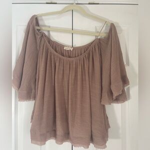 Chic Off-Shoulder Blouse in Tan